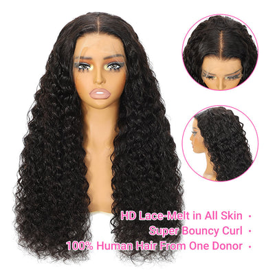 (BUY 1 GET 1 Free)ZSF Super Bouncy Wander Curls HD Lace Wig With Tiny Knots Free Part Brazilian Human Virgin Hair