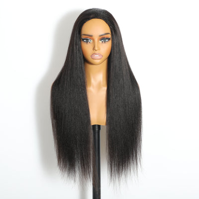 ZSF Hair 3-In-1 Half Wig Flip Over Yaki Straight Invisi Drawstring Strap Vigin Hair Beginner Friendly