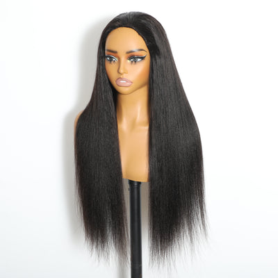 ZSF Hair 3-In-1 Half Wig Flip Over Yaki Straight Invisi Drawstring Strap Vigin Hair Beginner Friendly