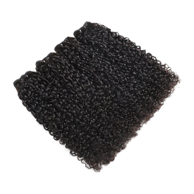 ZSF 10A Grade Pixie Curly Virgin Hair 4Bundles With Lace Frontal 100% Human Hair Natural Black