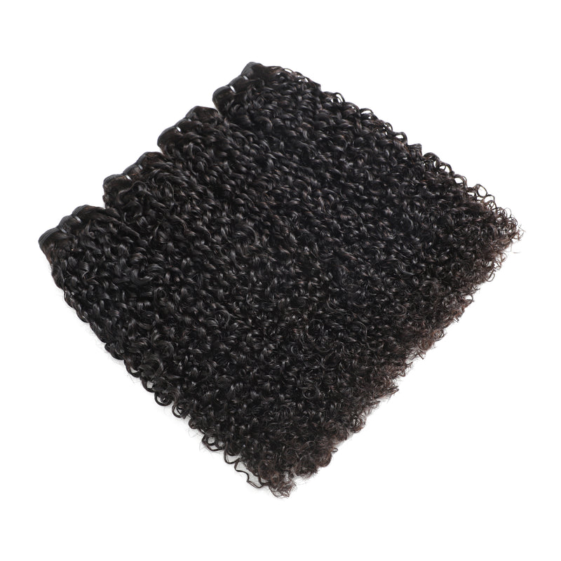 ZSF 10A Grade Pixie Curly Virgin Hair 4Bundles With Lace Frontal 100% Human Hair Natural Black