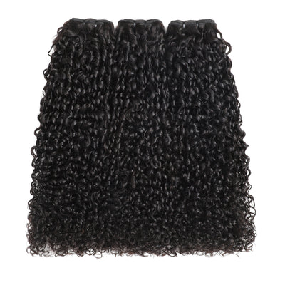 ZSF Hair Pixie Curly Virgin Hair 3Bundles With Lace Frontal Natural Black 8A Grade