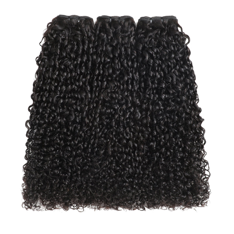 ZSF Hair Pixie Curly Virgin Hair 3Bundles With Lace Frontal Natural Black 8A Grade