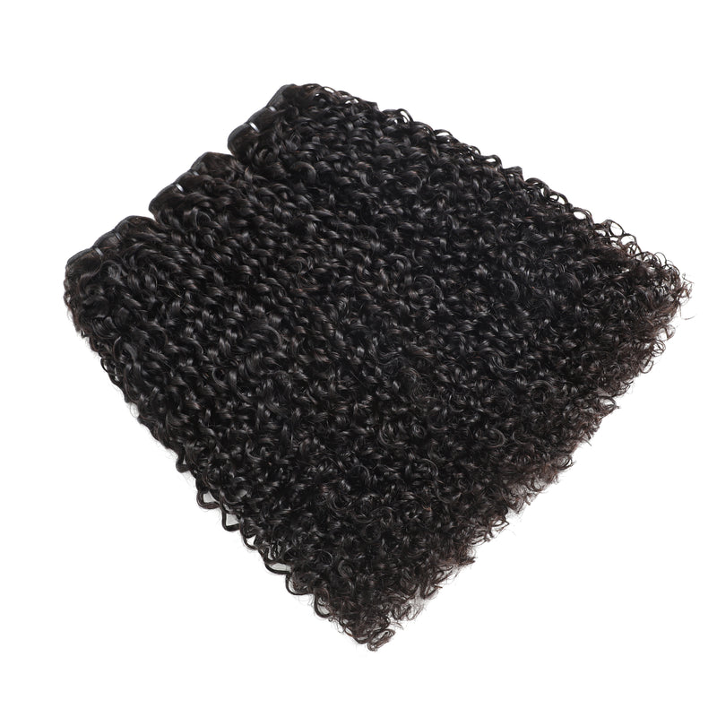 ZSF Hair Pixie Curly Virgin Hair 3Bundles With Lace Closure Natural Black 8A Grade