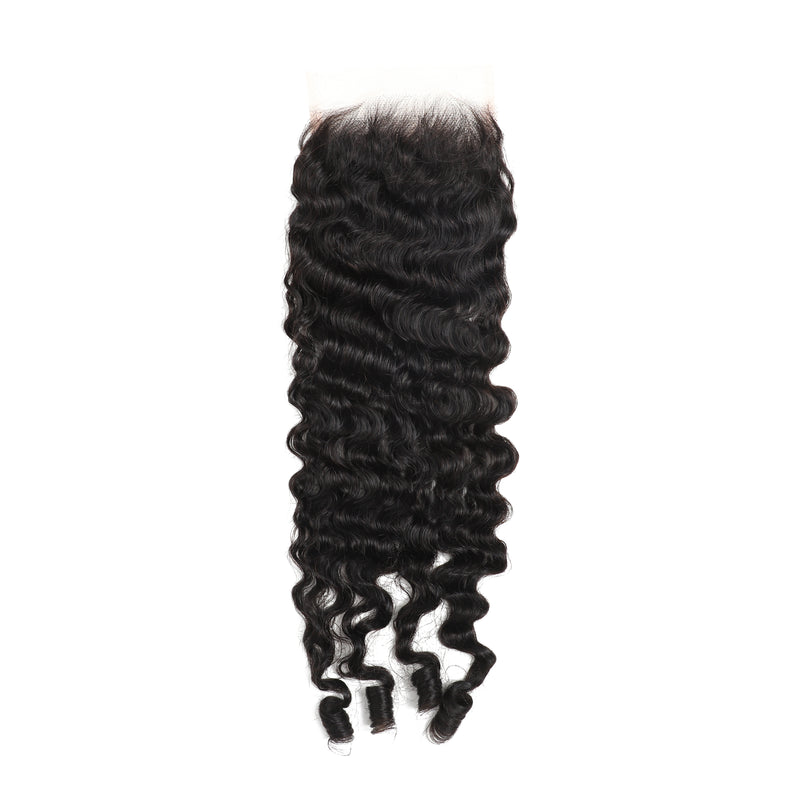 ZSF Hair Burmese Curly Virgin Hair 3Bundles With Lace Closure Natural Black 8A Grade