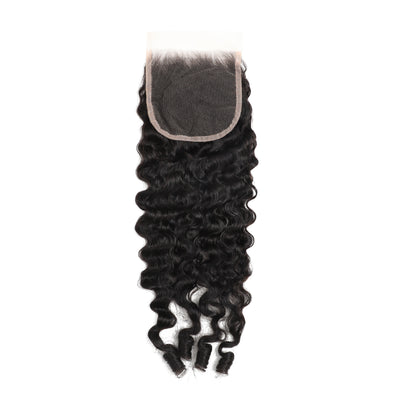 ZSF Hair Burmese Curly Virgin Hair 3Bundles With Lace Closure Natural Black 8A Grade