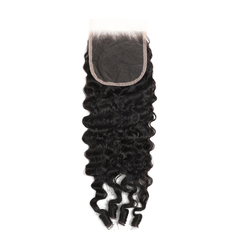 ZSF Hair Burmese Curly Virgin Hair 3Bundles With Lace Closure Natural Black 8A Grade