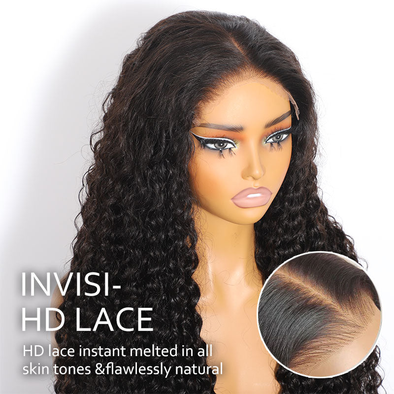 ZSF Hair 6*6/7*7 HD Lace Closure Wig Deep Wave Wear Go Upgrade Drawstring Virgin Human Hair Natural Black