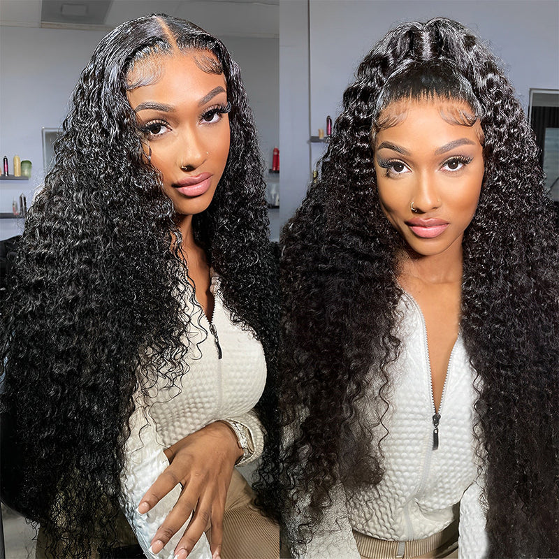 34" 38" 40" ZSF Hair Curly Wave Lace Frontal Wig Virgin Pre Pluck Baby Hair Human Hair 1Piece