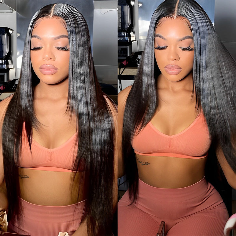 ZSF Hair Straight Layered HD Lace Front Wig With Layers Unprocessed Human Virgin Hair 1Piece Natural Black