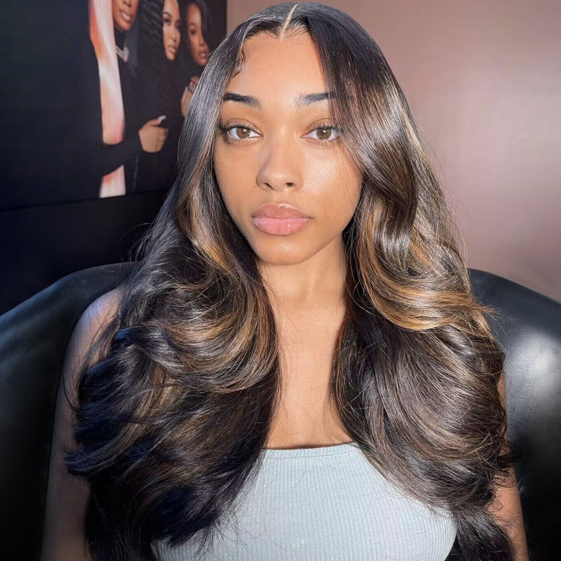 New Arrival Highlights Black Mix Blonde Brazilian Body Wave 1b/27 Lace Wig Pre Plucked Natural Hairline