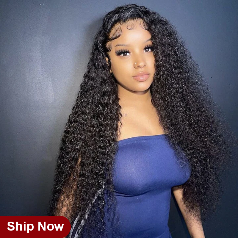 (Ready Ship)ZSF Lace Wig Jerry Curly Virgin Hair Unprocessed Human Hair 1Piece Natural Black