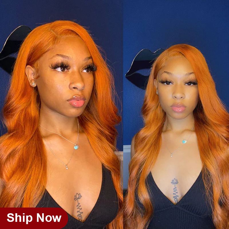 (Ready Ship)ZSF Lace Closure Ginger Orange Body Wave Colored Orange Human Lace Virgin Hair