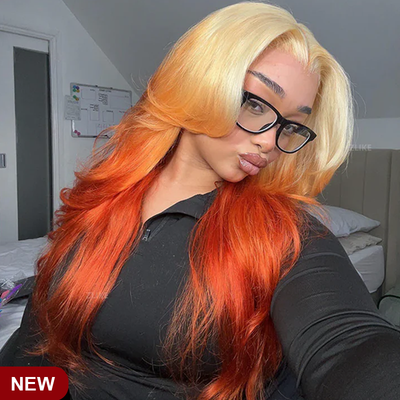 ZSF Orange Ombre Blonde Orange Lace Human Hair Wigs Pre-Plucked With Baby Hair Natural Hairline