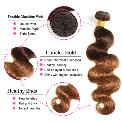 ZSF Ombre T4/30 Body Wave Virgin Hair 4Bundles With Lace Frontal 100% Human Hair