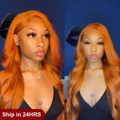 (Ready Ship)ZSF Lace Closure Ginger Orange Colored Orange Human Lace Virgin Hair