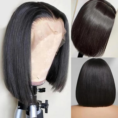 ZSF Smooth Straight Short Bob Wig Brazilian Lace Virgin Hair Human Hair Wig  1Piece