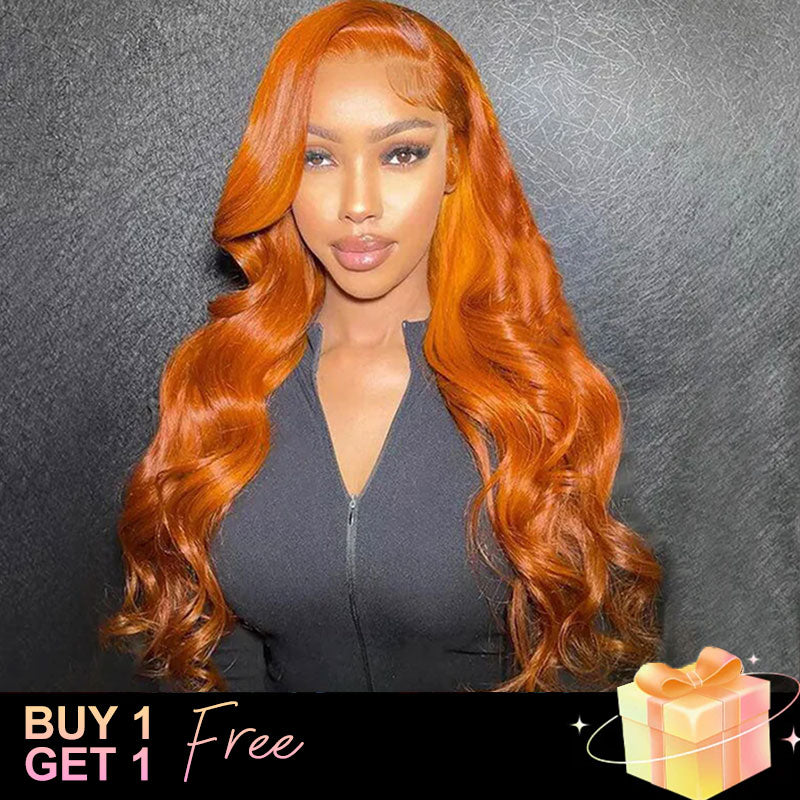 (BUY 1 GET 1 Free)ZSF Ginger Orange Body Wave Colored Human Lace Wig