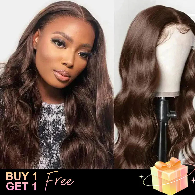 (BUY 1 GET 1 Free)ZSF Hair Transparent Lace Wig Chocolate Brown 