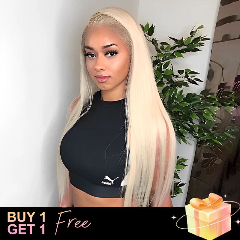 (BUY 1 GET 1 Free)ZSF Hair Russian 613 Blonde Virgin Hair Straight Transparent Lace Frontal Wig 100% Human Hair 1Piece