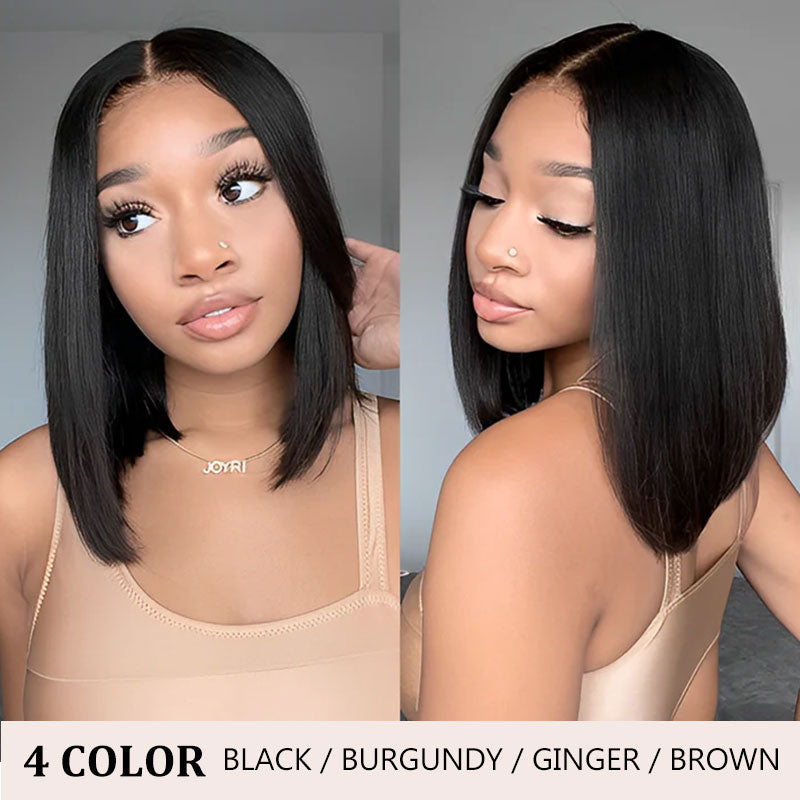 ZSF Straight Glueless Short Bob Lace Wig Brazilian Virgin Hair Unprocessed Human Hair 1Piece