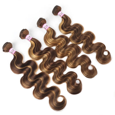 ZSF  P4/27 Brown Blonde Highlight Body Virgin Hair 4Bundles With 13*4 Lace Frontal