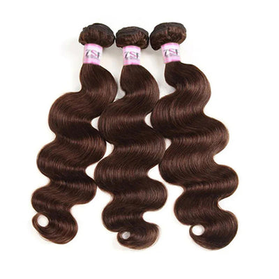 ZSF Chocolate Brown #4 Body Wave Hair 3Bundles With Lace Frontal 100% Virgin Human Hair