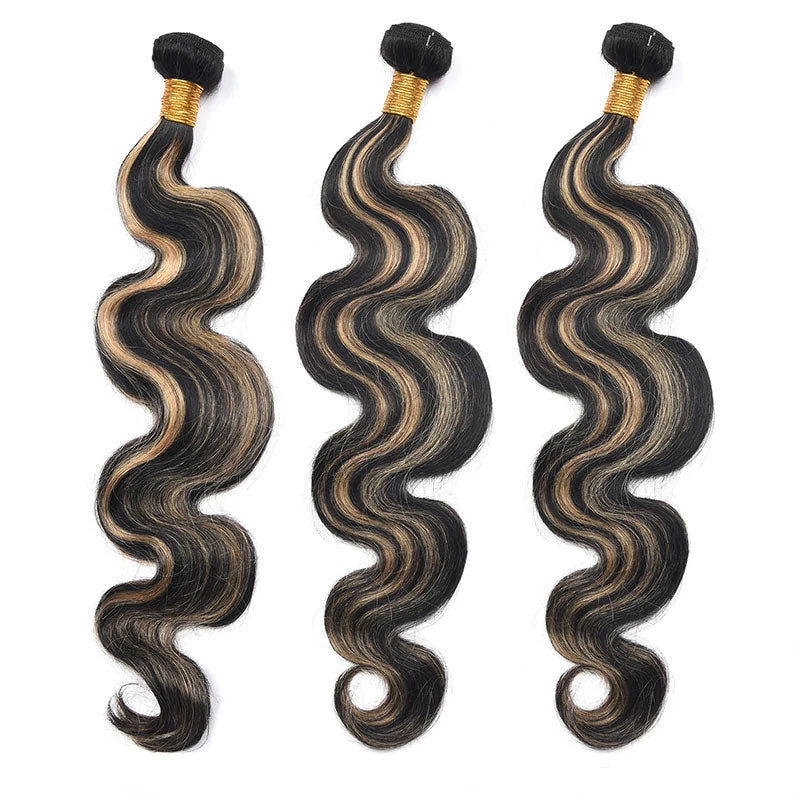 ZSF P1B/27 Ombre Blonde Body Wave Human Hair 3Bundles With Lace Frontal Brazilian Remy Hair