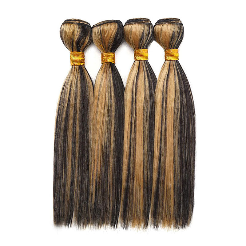 ZSF Ombre Blonde P1B/27 Straight Virgin Hair 4Bundles With Lace Frontal 100% Human Hair