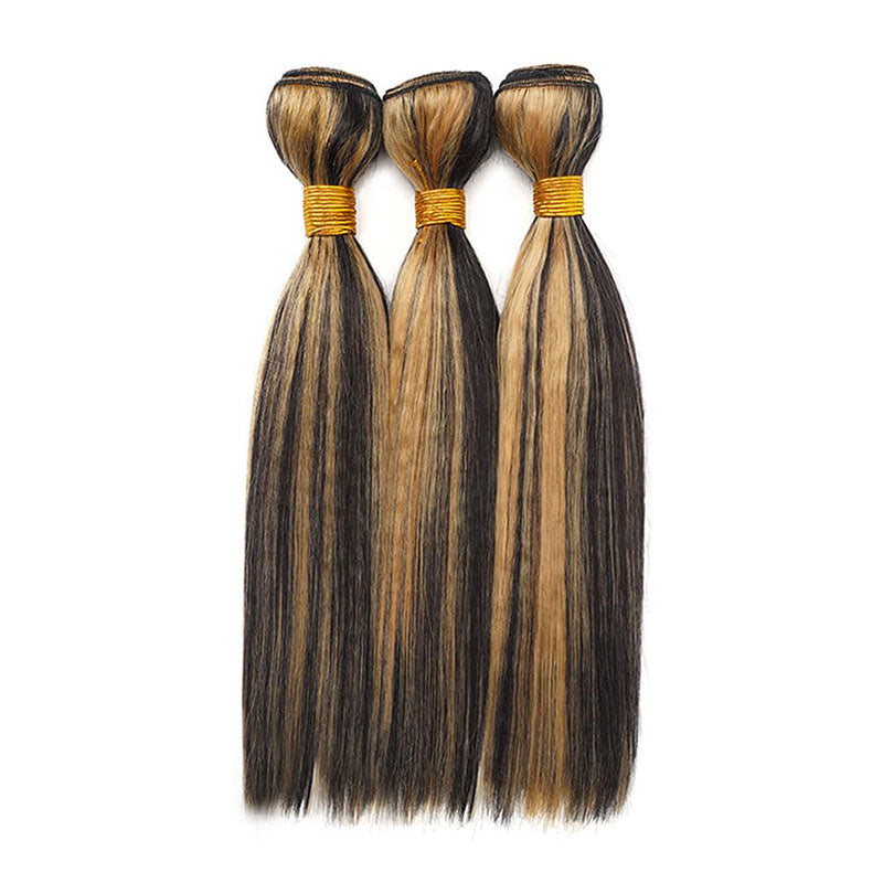 ZSF P1B/27 Ombre Blonde Straight Human Hair 3Bundles With Lace Frontal Brazilian Remy Hair