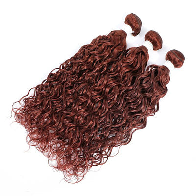 ZSF Auburn Brown #33 Water Wave Virgin Hair 3Bundles With Lace Closure 100% Human Hair