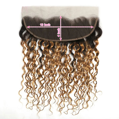 ZSF T1B/27 Ombre Blonde Water Wave Human Hair 4Bundles With Lace Frontal Brazilian Remy Hair