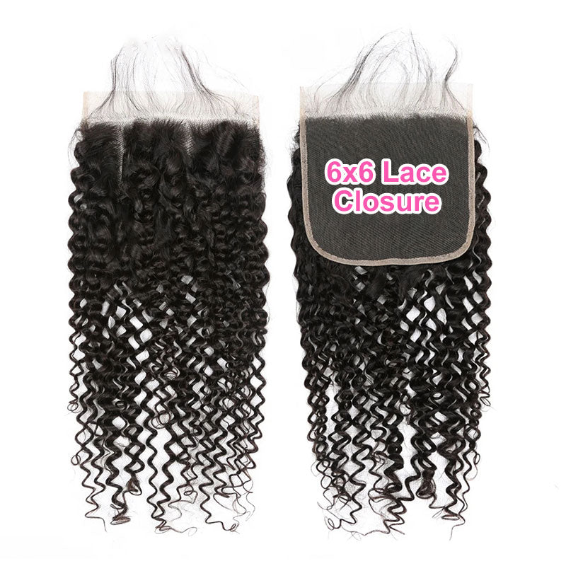 ZSF 6×6/7×7 Lace Closure With Kinky Curly Bundles Grade 8A Virgin Hair Unprocessed Natural Black Hair Weaving