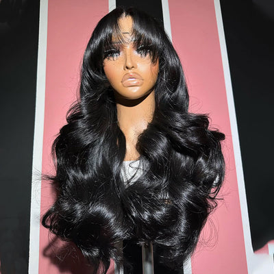 ZSF 3D Fluffy Body Wave With Bangs & Layers Pre-Everything 13*4 Pre-Cut HD Lace Put On Go