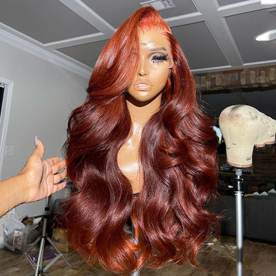 (BUY 1 GET 1 Free) ZSF Two Toned Ombre Ginger Orange Brown Body Wave Wig Colored 100% Human Hair Natural Hairline