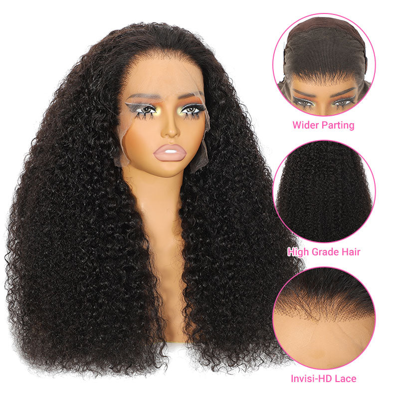 (BUY 1 GET 1 Free)ZSF Hair Pixie Curly Transparent Lace Frontal Wig 100% Human Virgin Hair