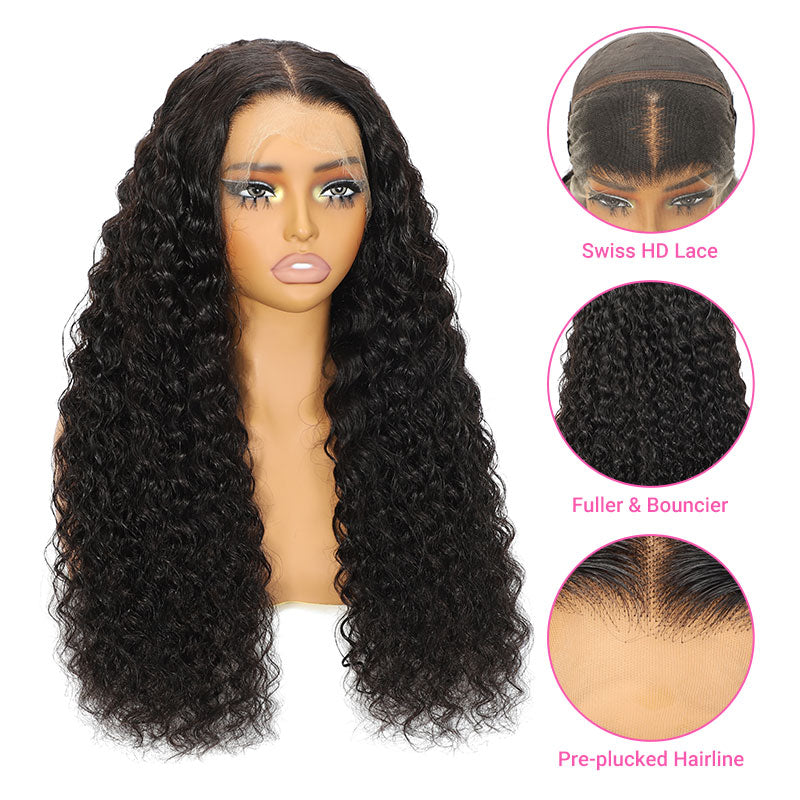 (BUY 1 GET 1 Free)ZSF Super Bouncy Wander Curls HD Lace Wig With Tiny Knots Free Part Brazilian Human Virgin Hair