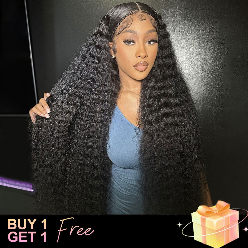(BUY 1 GET 1 Free)ZSF Hair Burmese Curly Transparent Lace Wig 100% Human Virgin Hair