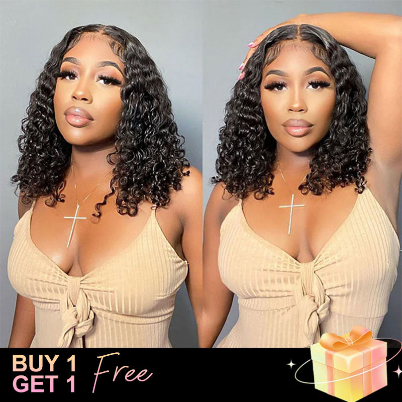 (BUY 1 GET 1 Free) ZSF Pixie Curly Virgin Hair Lace Wig Unprocessed Human Hair 1Piece Short Curly Wigs