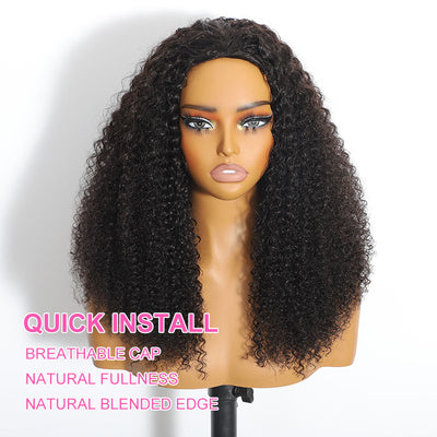 ZSF 3 In 1 Half Wig |Flip Over Burmese Curly Install Half With Drawstring Glueless Beginner Friendly