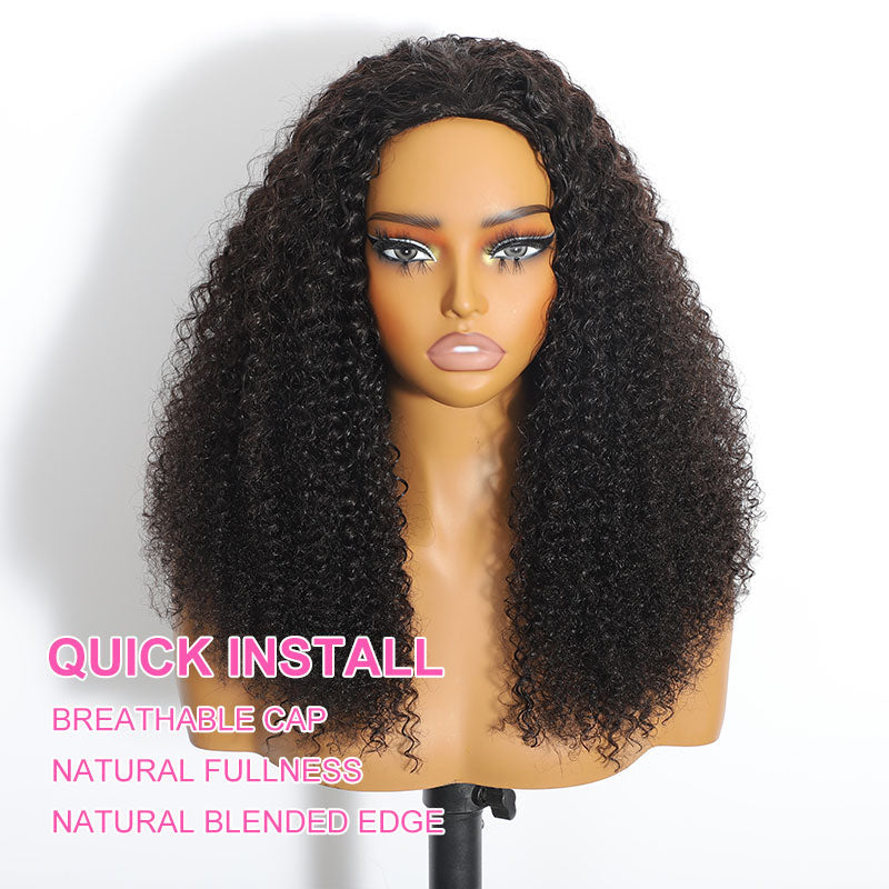 ZSF 3 In 1 Half Wig |Flip Over Burmese Curly Install Half With Drawstring Glueless Beginner Friendly