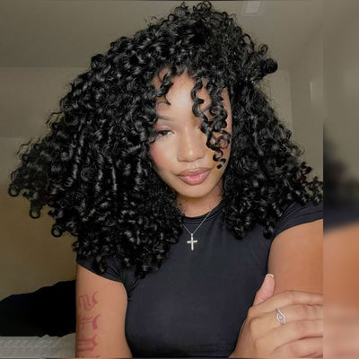 (BUY 1 GET 1 Free)ZSF Tiktok Hot Spanish Curl Lace Closure Wig Modern Hairstyles Unprocessed 100% Human Hair