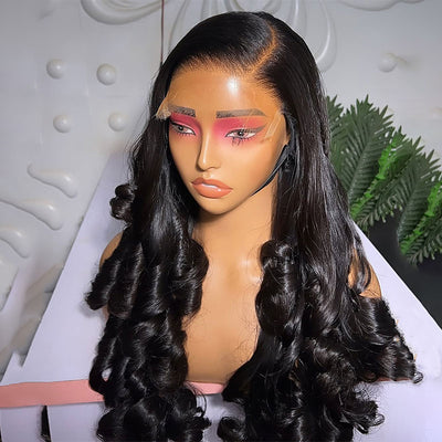 ZSF Customized Tip Wavy Hair HD Lace Closure Wig Virgin Hair Unprocessed Human Hair Natural Black