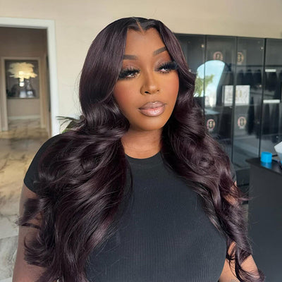 (BUY 1 GET 1 Free)ZSF Hair Stunning Plum Color HD Lace Closure Body Wave Virgin Hair Unprocessed Human Hair 1Piece