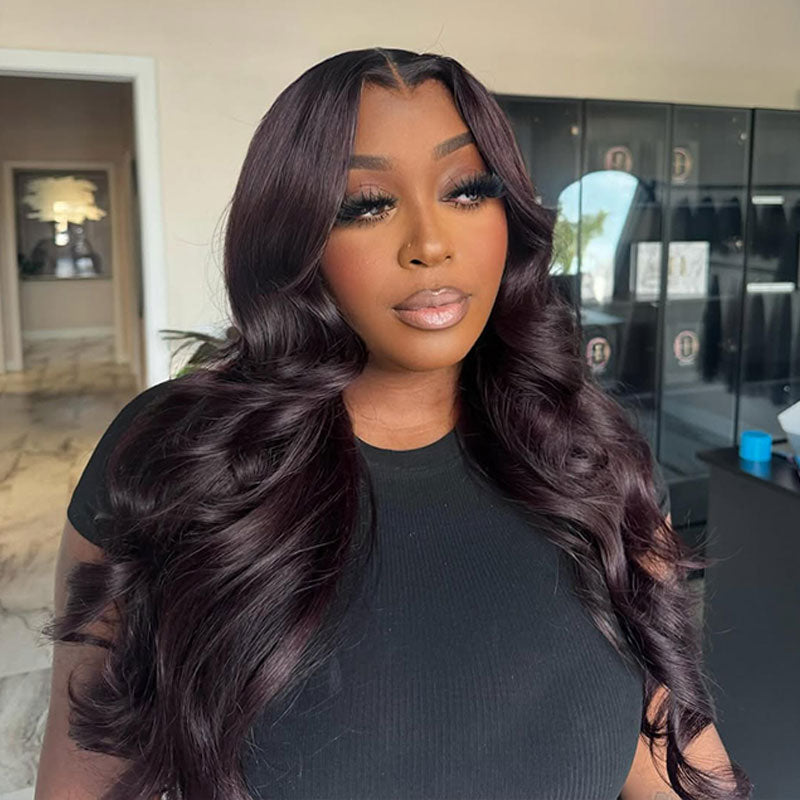 (BUY 1 GET 1 Free)ZSF Hair Stunning Plum Color HD Lace Closure Body Wave Virgin Hair Unprocessed Human Hair 1Piece