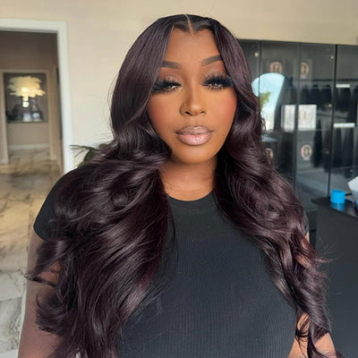 (BUY 1 GET 1 Free)ZSF Hair Stunning Plum Color HD Lace Closure Body Wave Virgin Hair Unprocessed Human Hair 1Piece