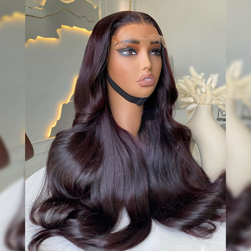 (BUY 1 GET 1 Free)ZSF Hair Stunning Plum Color HD Lace Closure Body Wave Virgin Hair Unprocessed Human Hair 1Piece