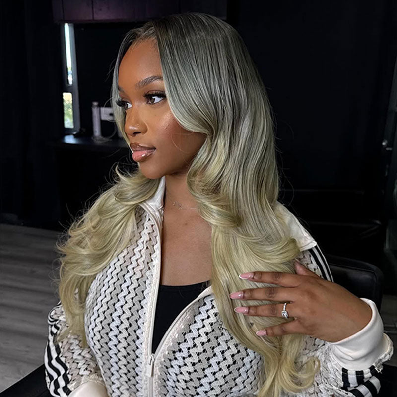 ZSF New Arrival Ombre Bayalage Blonde Highlight Body Wave HD Lace Frontal Human Wavy Wig