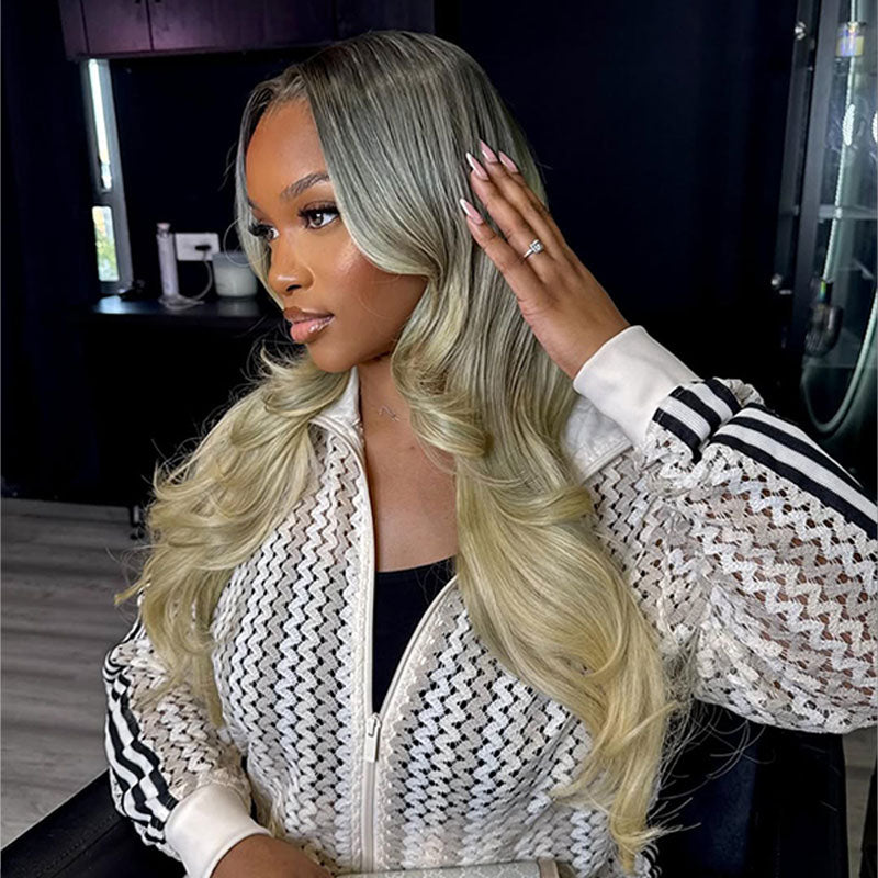 ZSF New Arrival Ombre Bayalage Blonde Highlight Body Wave HD Lace Frontal Human Wavy Wig