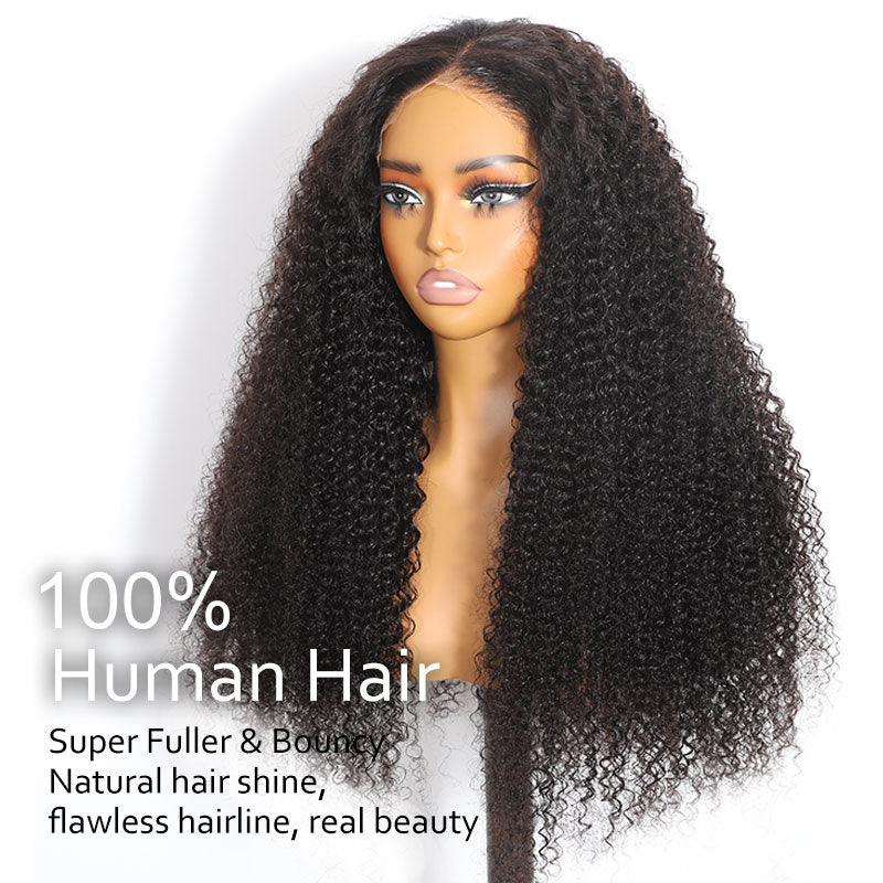 ZSF Hair 6*6/7*7 HD Lace Closure Wig Kinky Curly Glueless Upgrade Drawstring Virgin Human Hair Natural Black